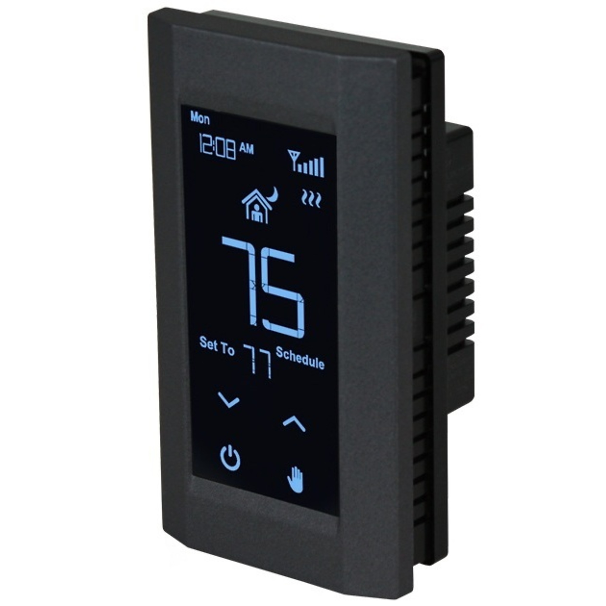 King Electric Hoot Line Voltage Smart WiFi Programmable Thermostat, 120/208/240V, Double Pole, 4-Wire, Black, K902-DB-B